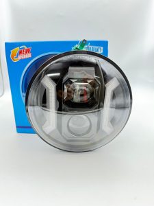 HJG 7 Inch Hexagon White LED Headlight New Model Hexagon Headlight Assembly for Thar Royal Enfield | 75-120W CREE/Osram LED Chip Multi Colour Compatible with Royal Enfield, Jeep, Thar, Gypsy Regular