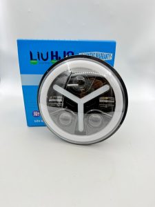 HJG 7 Inch Hexagon White LED Headlight New Model Hexagon Headlight Assembly for Thar Royal Enfield | 75-120W CREE/Osram LED Chip Multi Colour Compatible with Royal Enfield, Jeep, Thar, Gypsy Regular